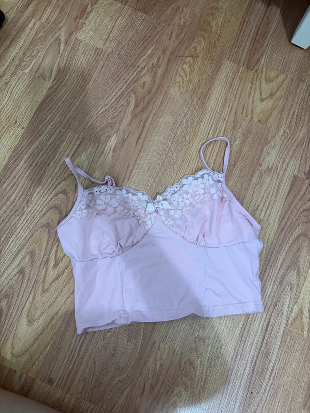 SHEIN Pale Pink Lace-Trim Bandeau Cami